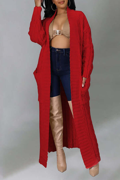 Long Cardigan | Open Front | Pocket | Knitted Cardigan | Long Cardigans for Women-Fashion Nora