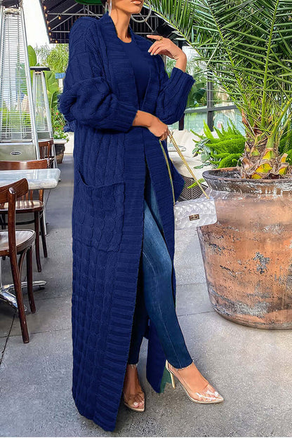 Long Cardigan | Open Front | Pocket | Knitted Cardigan | Long Cardigans for Women-Fashion Nora