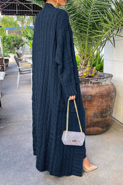 Long Cardigan | Open Front | Pocket | Knitted Cardigan | Long Cardigans for Women-Fashion Nora