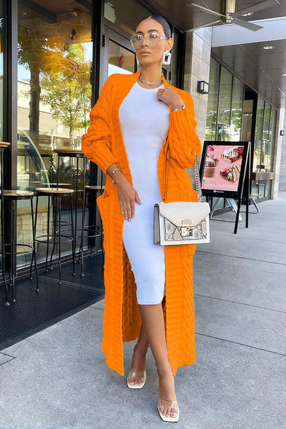 Long Cardigan | Open Front | Pocket | Knitted Cardigan | Long Cardigans for Women-Fashion Nora