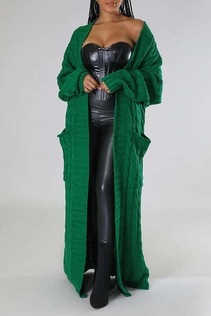 Long Cardigan | Open Front | Pocket | Knitted Cardigan | Long Cardigans for Women-Fashion Nora