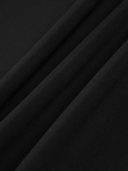 Long Sleeve Dress | Black | Deep V-Neck | Pleated Dress | Mini Dress-Fashion Nora