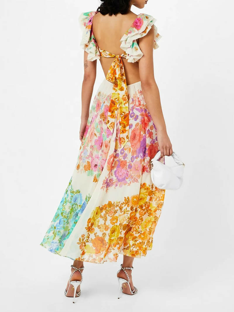 Maxi Dress | Cut Out | Ruffle | Floral Dress | Summer Dress-Fashion Nora