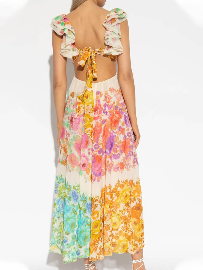 Maxi Dress | Cut Out | Ruffle | Floral Dress | Summer Dress-Fashion Nora