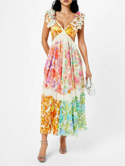 Maxi Dress | Cut Out | Ruffle | Floral Dress | Summer Dress-Fashion Nora