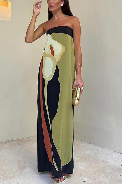 Maxi Dress - Elegant Flowy Loose Fit Strapless Dress-Fashion Nora