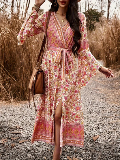 Long sleeve boho maxi hotsell