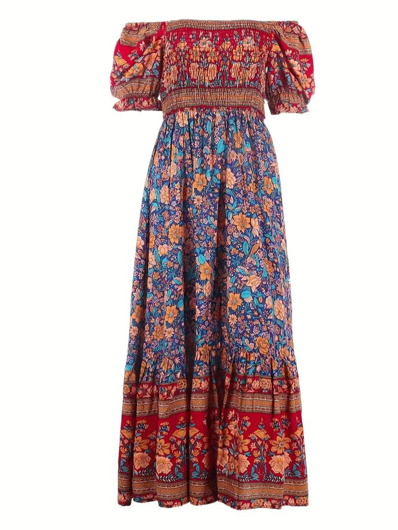 Maxi Dress - Floral - Off Shoulder - Summer Dress - Maxi Sundress-Fashion Nora