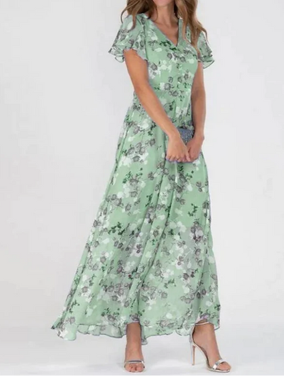 Maxi Dress | Flowy | Butterfly Sleeve | Floral Dress | Summer Dress-Fashion Nora