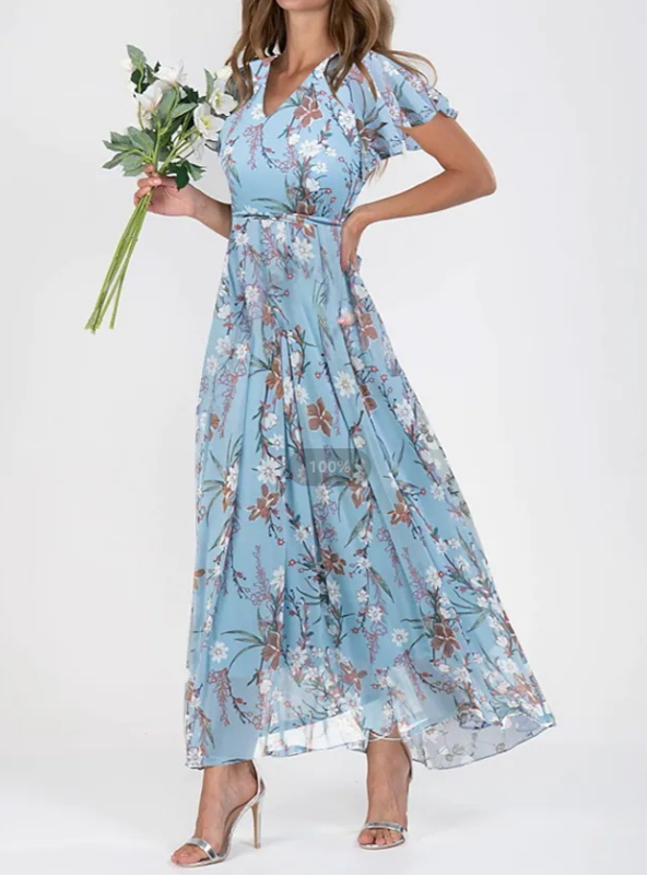 Maxi Dress | Flowy | Butterfly Sleeve | Floral Dress | Summer Dress-Fashion Nora