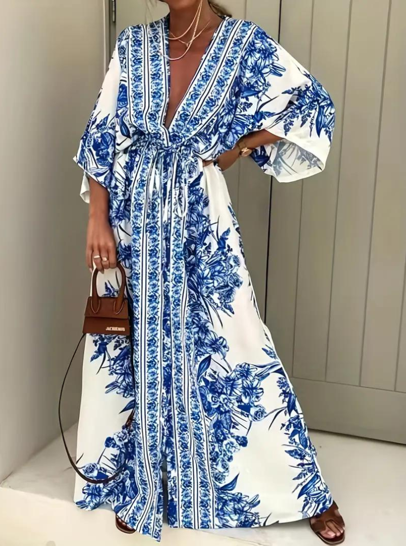 Maxi Dress Half Sleeve V Neck Summer Dress Long Dress Fashion Nora