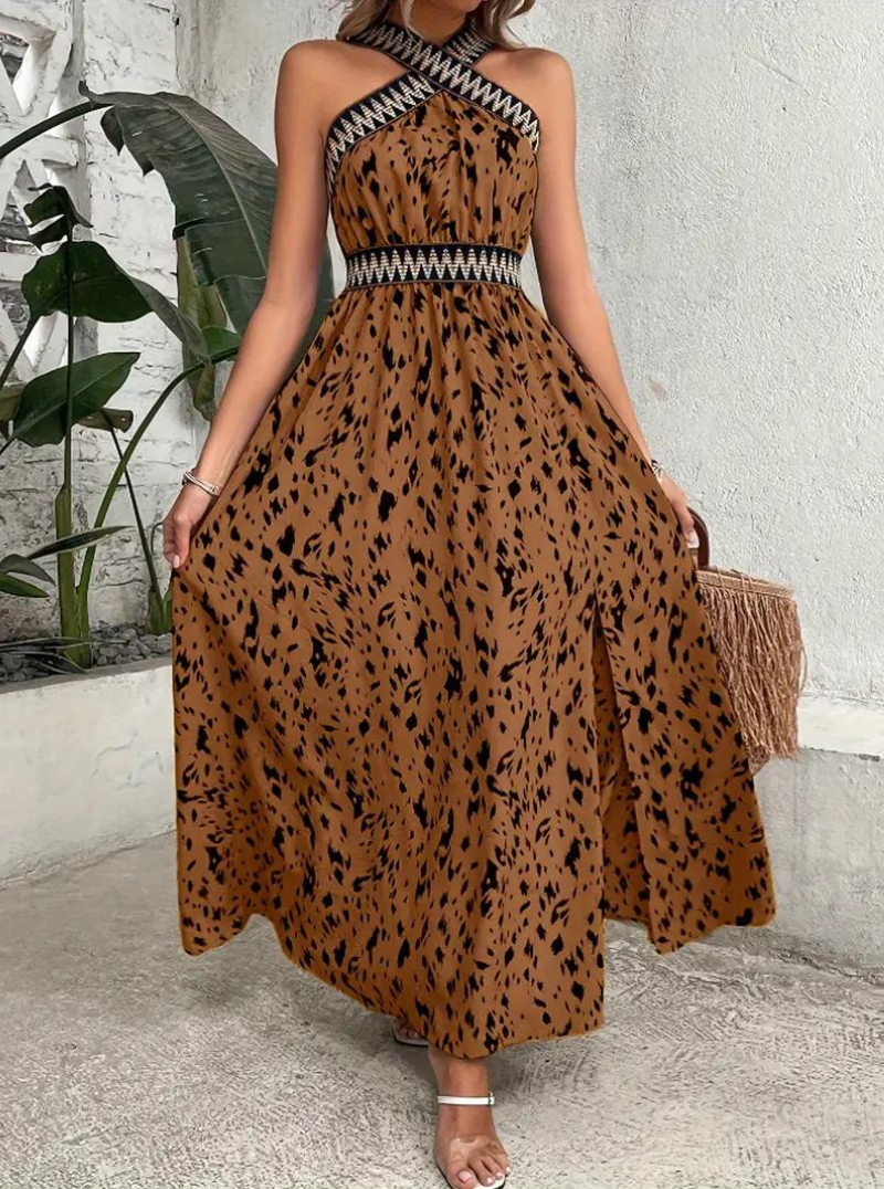 Maxi Dress, Halterneck, Boho Style, Summer Dress, Long Dresses-Fashion Nora