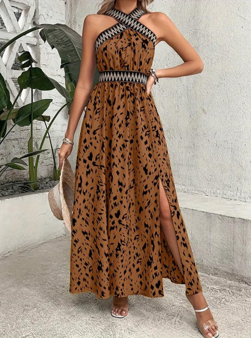 Maxi Dress, Halterneck, Boho Style, Summer Dress, Long Dresses-Fashion Nora