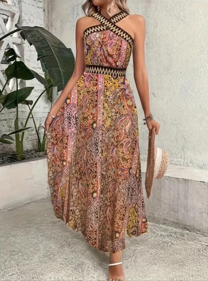 Maxi Dress, Halterneck, Boho Style, Summer Dress, Long Dresses-Fashion Nora