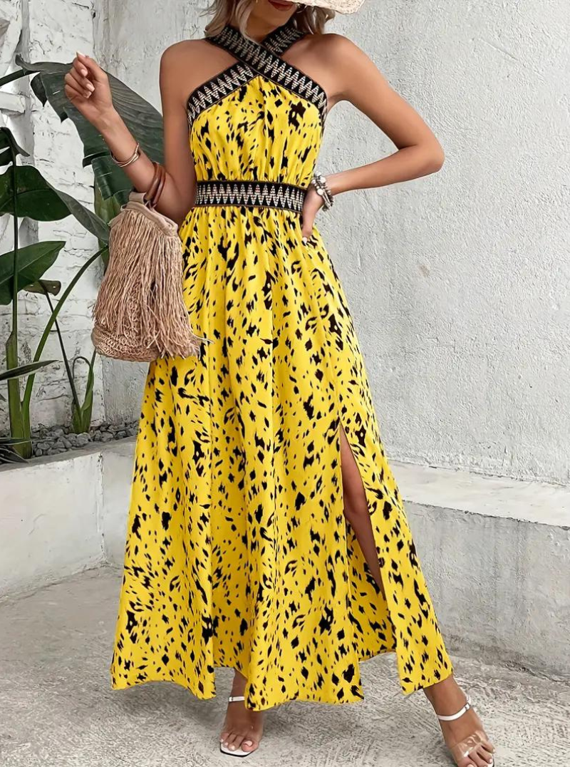 Maxi Dress, Halterneck, Boho Style, Summer Dress, Long Dresses-Fashion Nora