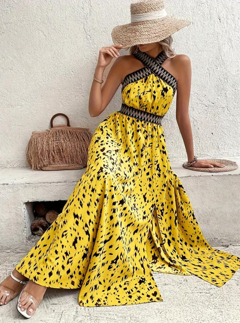 Maxi Dress, Halterneck, Boho Style, Summer Dress, Long Dresses-Fashion Nora