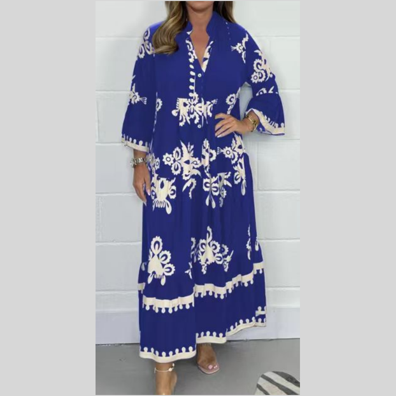 Maxi Dress - Loose Fit - Boho - Long Sleeve Dress - Casual Dress-Fashion Nora