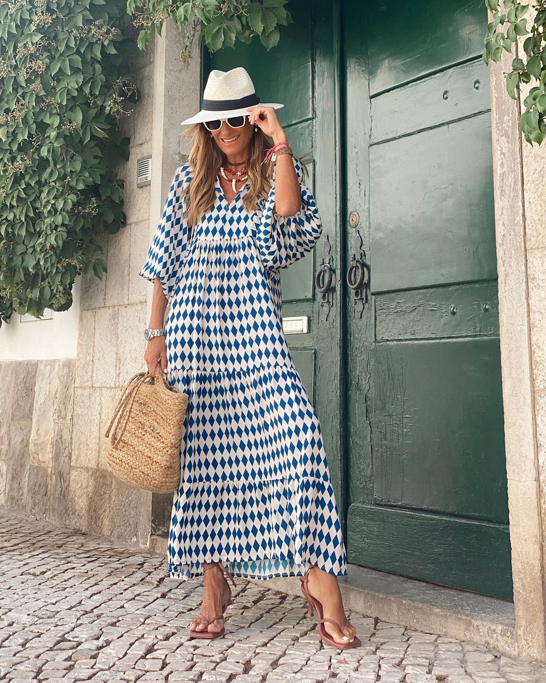 Maxi Dress - Loose Fit Half Sleeve Long Boho Summer Dress-Fashion Nora