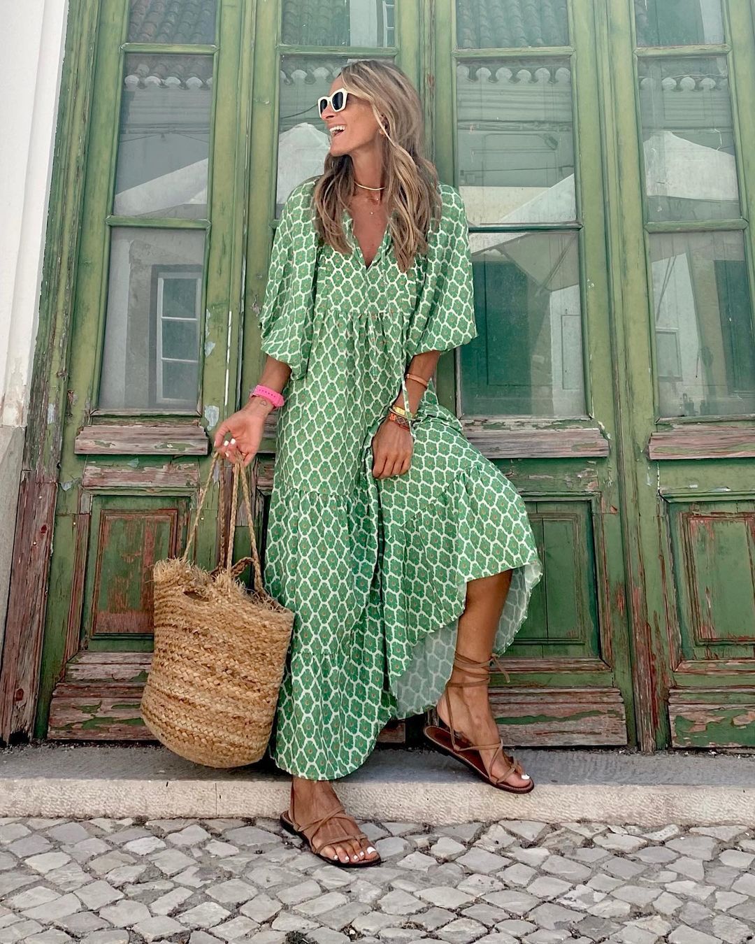 Maxi Dress - Loose Fit Half Sleeve Long Boho Summer Dress-Fashion Nora