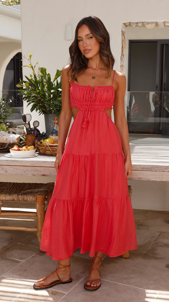 Maxi Dress | Sleeveless | Ruffle | Cut-Out Dress | Sundress-Fashion Nora