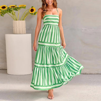 Maxi Dress | Striped | Sleeveless | Elegant Dress | Maxi Sundress-Fashion Nora