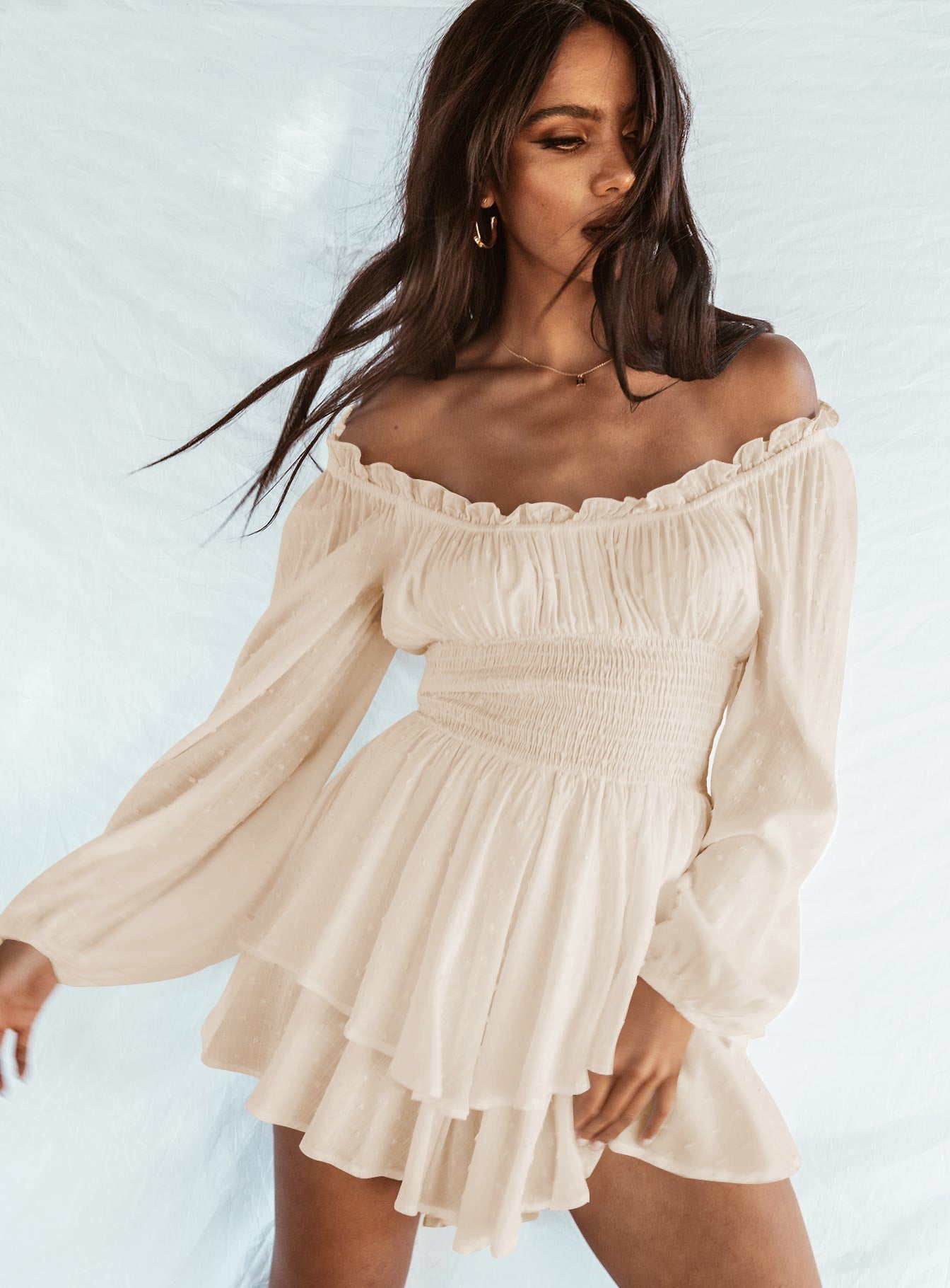 Melissa - Summer Dress with Off Shoulder and Ruffles-Fashion Nora