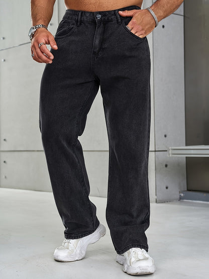 Men's Jeans - Stretch - Straight Leg - Loose Fit Jeans - Baggy Jeans-Fashion Nora