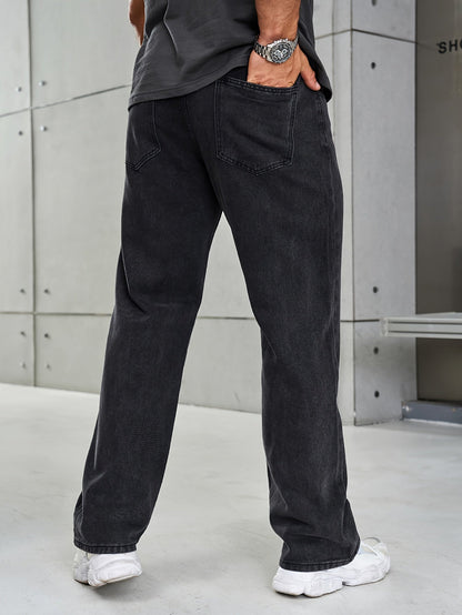 Men's Jeans - Stretch - Straight Leg - Loose Fit Jeans - Baggy Jeans-Fashion Nora