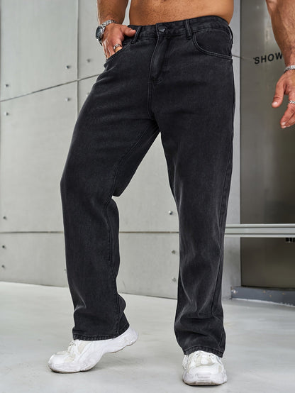 Men's Jeans - Stretch - Straight Leg - Loose Fit Jeans - Baggy Jeans-Fashion Nora
