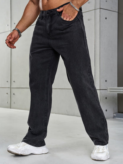 Men's Jeans - Stretch - Straight Leg - Loose Fit Jeans - Baggy Jeans-Fashion Nora