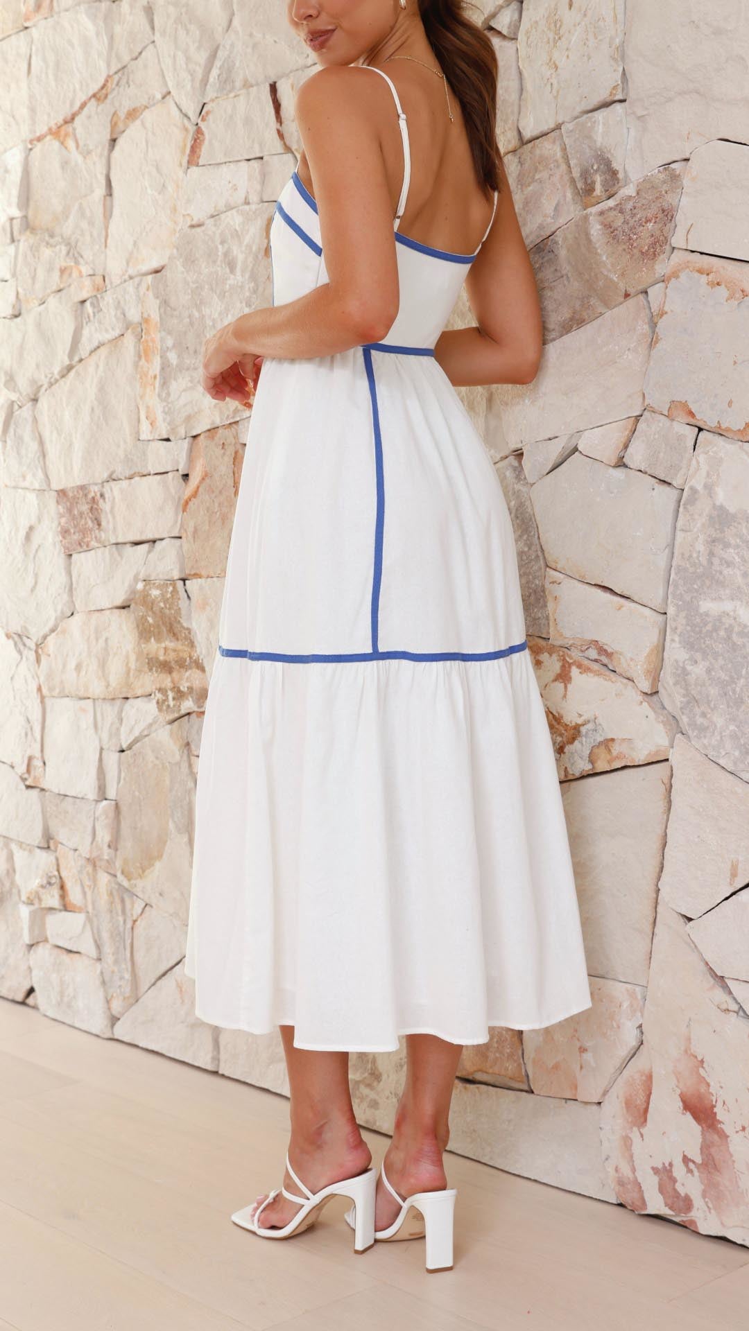 Midi Dress | Sleeveless | A-Line | White Dress | Summer Dress-Fashion Nora