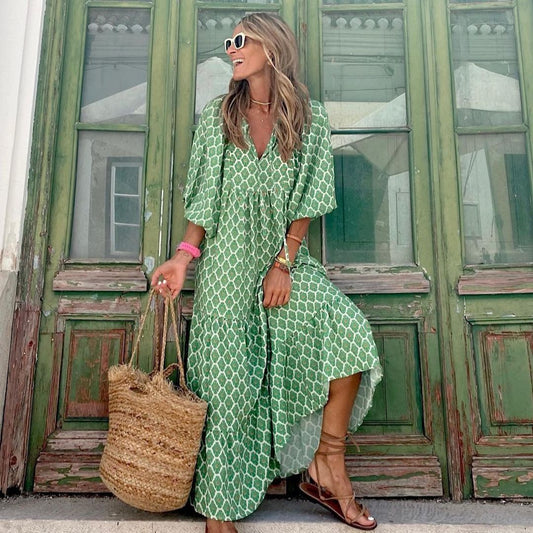 Milena Dress | Green long dress for women-Fashion Nora