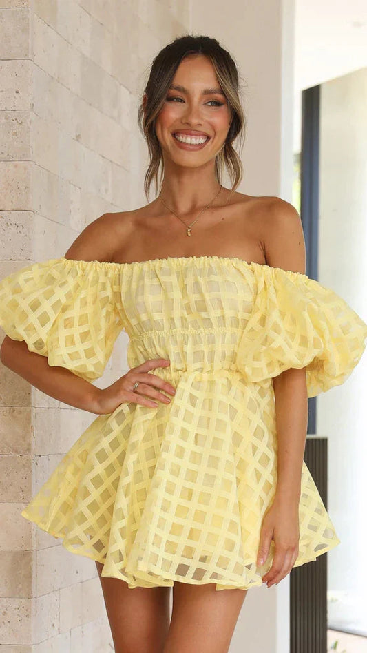 Mini Dress | Chic | Puff Sleeve | Off Shoulder Dress | Summer Dress-Fashion Nora