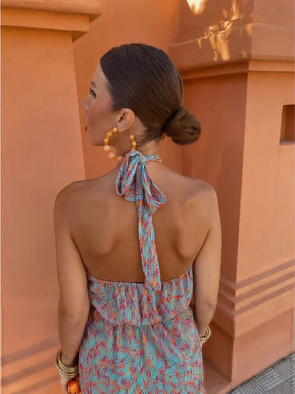 Mini Dress | Halter neck | Sleeveless | Summer Dress | Open Back Dress-Fashion Nora