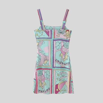 Mini Dress - Sleeveless - Colorful - Printed Dress - Summer Dress-Fashion Nora