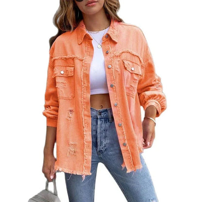 Natalia - Denim Jacket with Raw Edge for Chic Women's Fashion-Fashion Nora