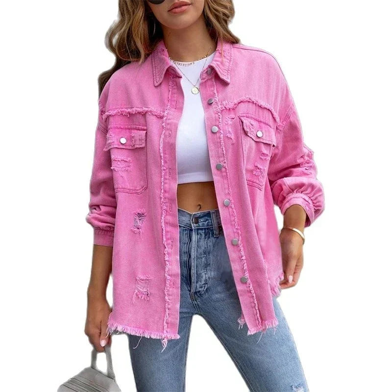 Natalia - Denim Jacket with Raw Edge for Chic Women's Fashion-Fashion Nora