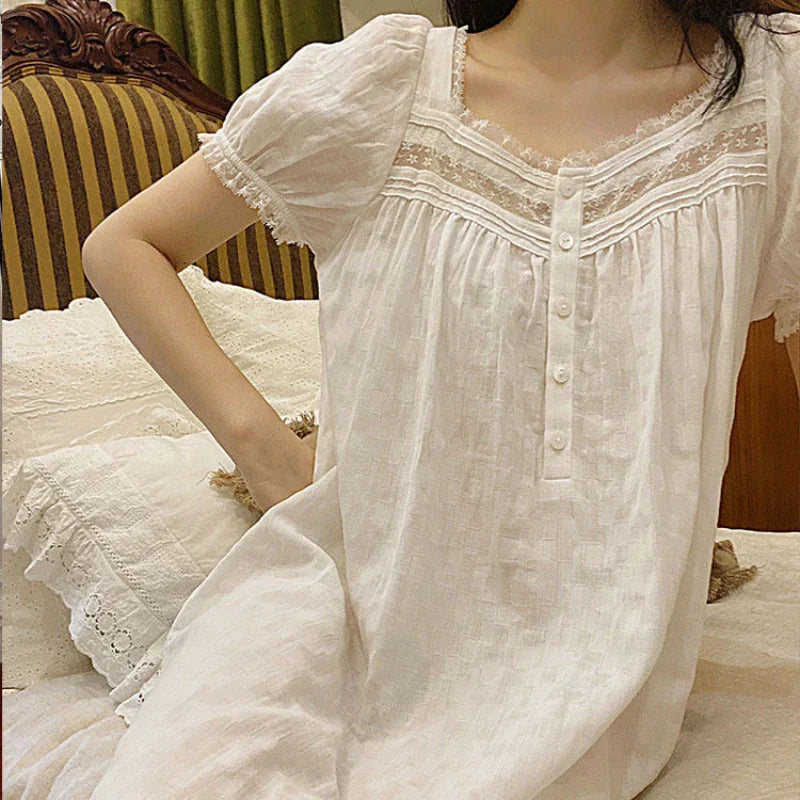 Nighty Dress | White | Long | Night Gown | Women's Sleepwear-Fashion Nora