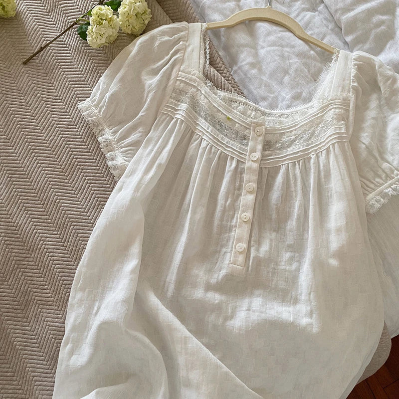 Nighty Dress | White | Long | Night Gown | Women's Sleepwear-Fashion Nora