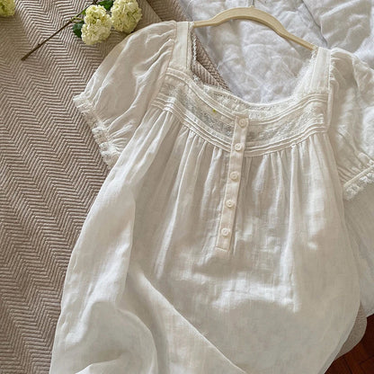 Nighty Dress | White | Long | Night Gown | Women's Sleepwear-Fashion Nora