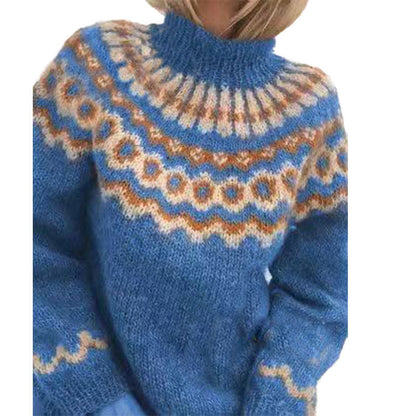 Nordic Jumper | Warm | High Neck | Knitted Sweater | Women's Knitwear-Fashion Nora