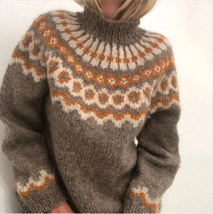 Nordic Jumper | Warm | High Neck | Knitted Sweater | Women's Knitwear-Fashion Nora