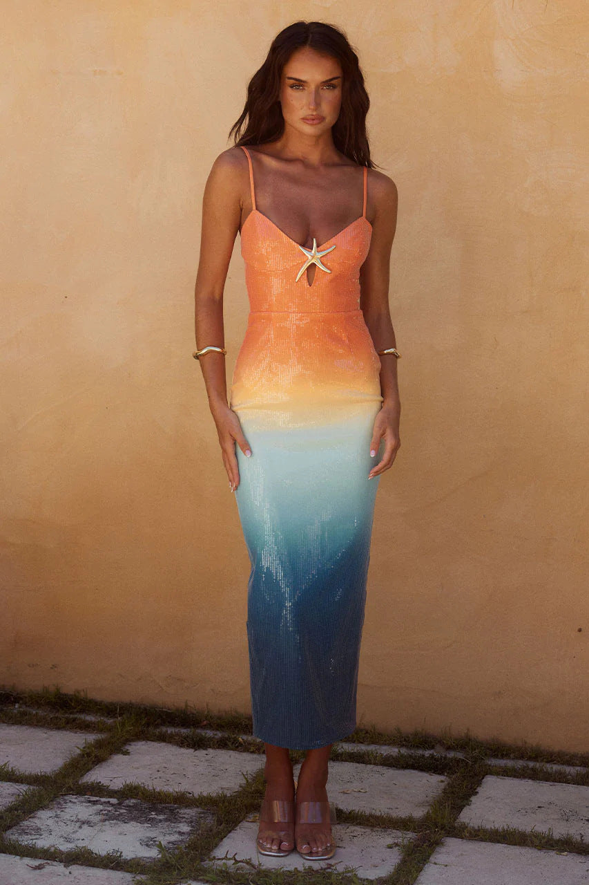 Ombre Sunset | Midi Dress-Fashion Nora