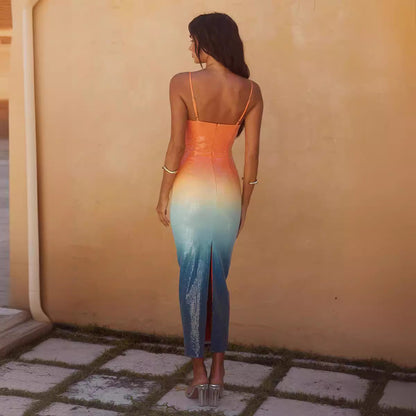 Ombre Sunset | Midi Dress-Fashion Nora