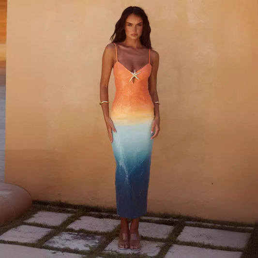 Ombre Sunset | Midi Dress-Fashion Nora