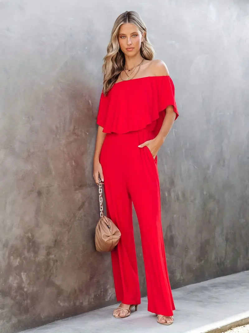 One Piece Jumpsuit - Wide Leg - Off Shoulder - Strapless Jumpsuit - Summer Clothes-Fashion Nora