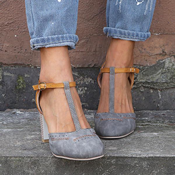 Orthopedic Heels - Women's Block Heel Closed Toe Ankle Strap Heels-Fashion Nora