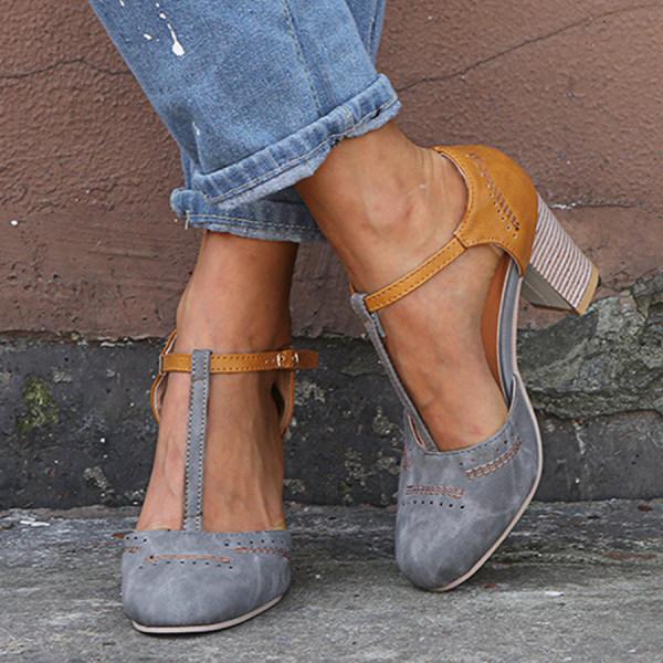 Orthopedic Heels - Women's Block Heel Closed Toe Ankle Strap Heels-Fashion Nora