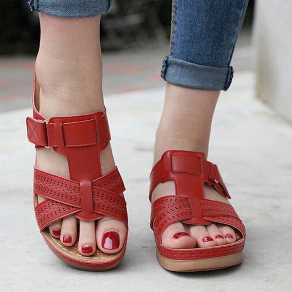 Orthopedic Sandals Arch Support Vegan Leather Ergonomic Shoes Fashion Nora