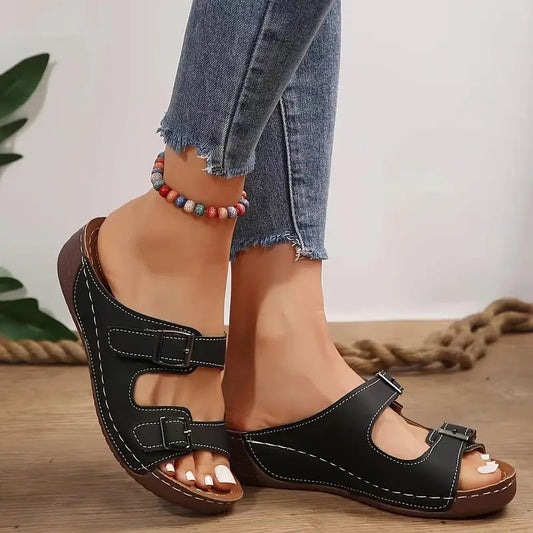 Orthopedic Sandals, Buckle Straps, Soft Sole, Slip On Shoes, Summer Shoes-Fashion Nora